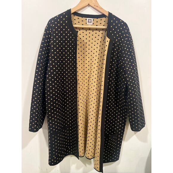 Anne Klein Black Cardigan with White Dots - Picture 6 of 9